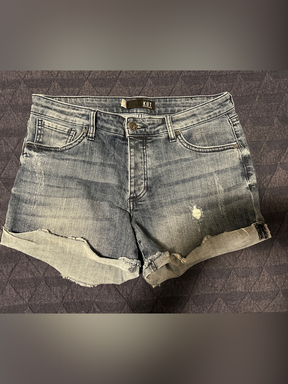 Kut from the Kloth Distressed Blue Denim Shorts